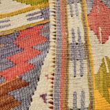 5x10 Kilim Mustard Yellow Geometric Style Area Vintage Kilim Rug,152x296 Cm