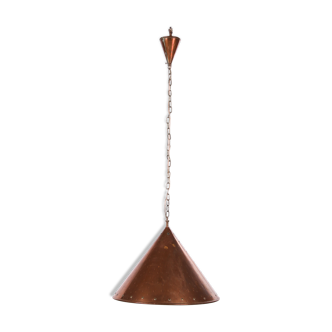 Danish hand-hammered copper pendant lamp by E.S Horn Aalestrup, 1950s