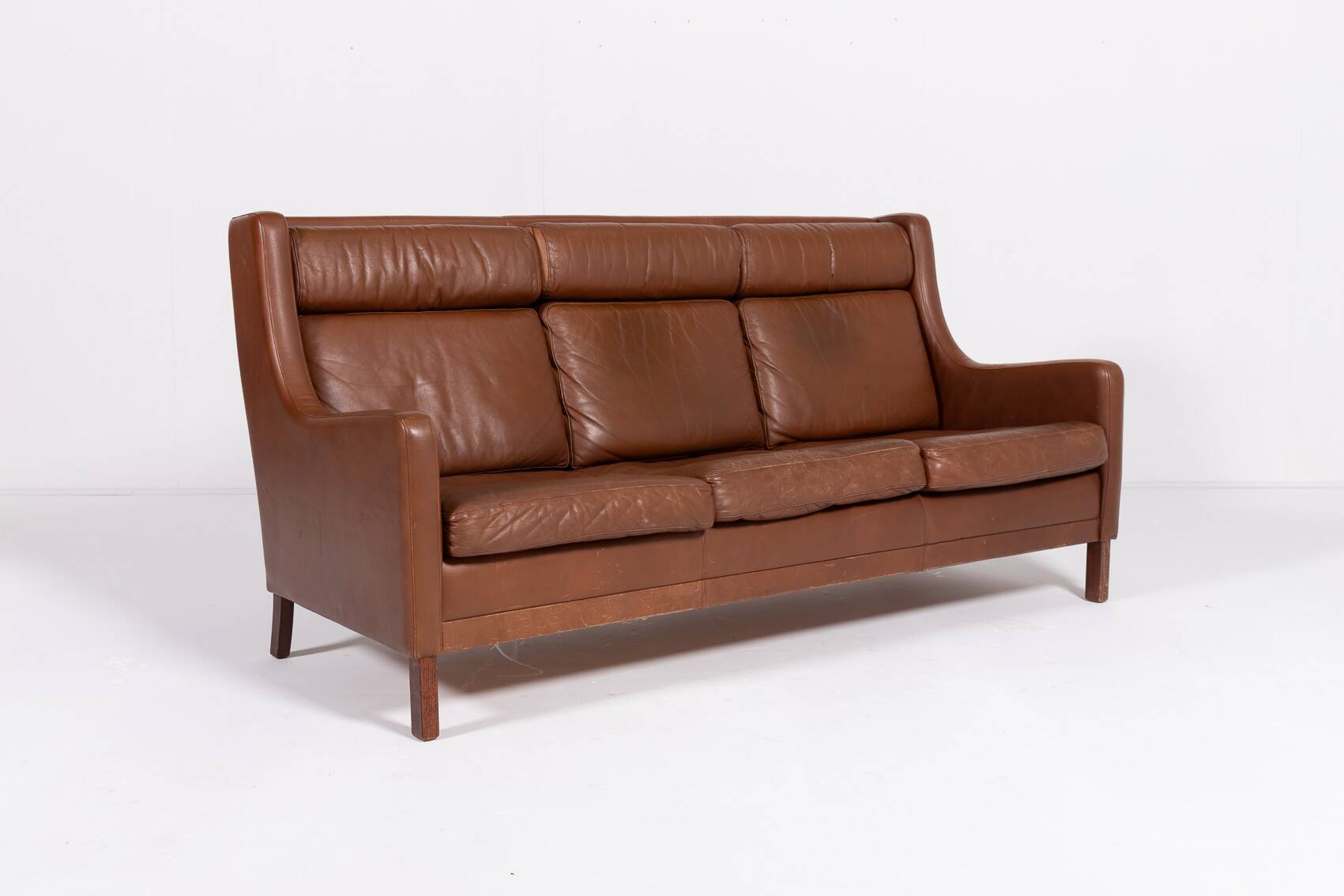 Canapé en cuir cognac danois moderne des années 1970