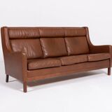 1970’s Danish Modern cognac leather sofa