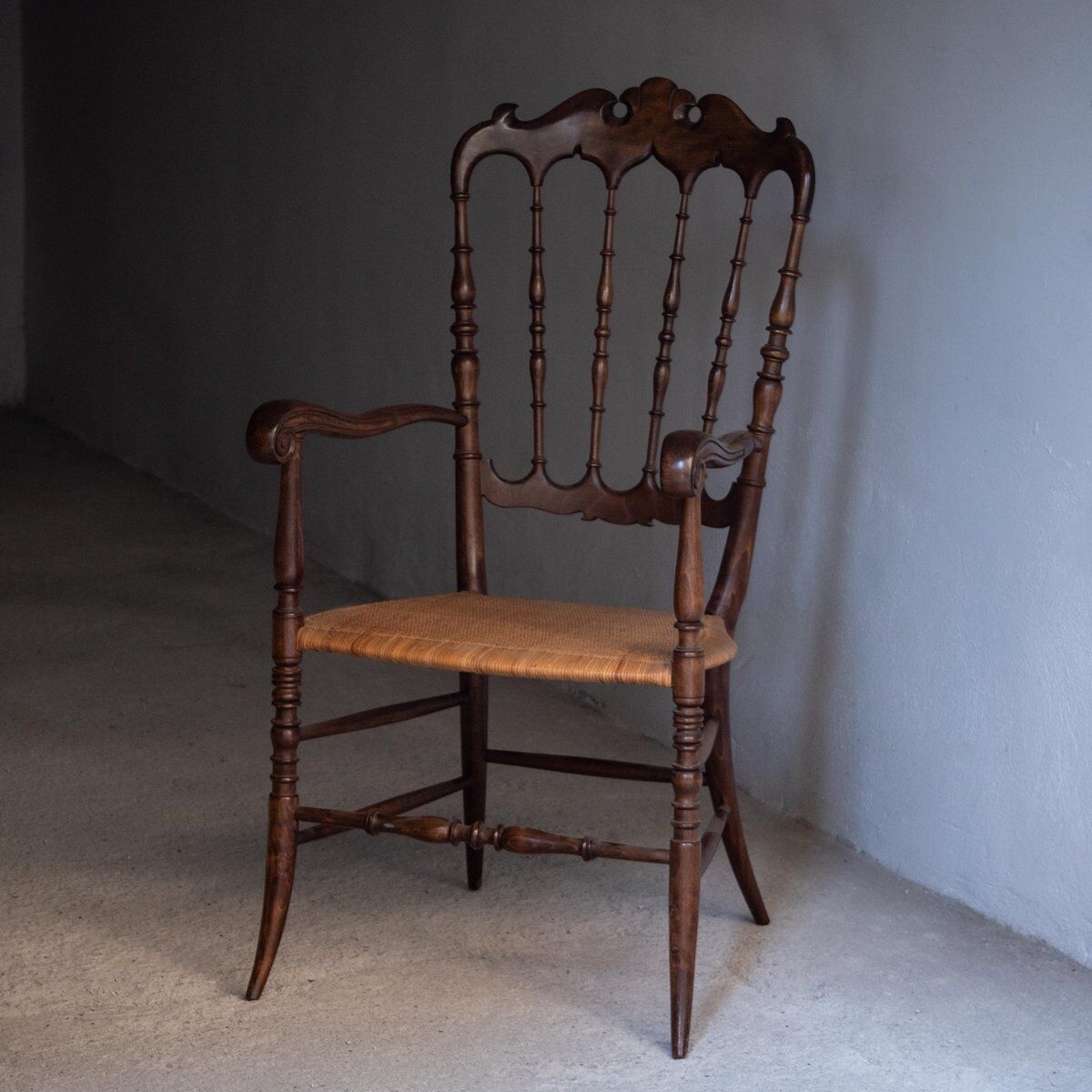Vintage Chiavarina chair with armrests, 1950s