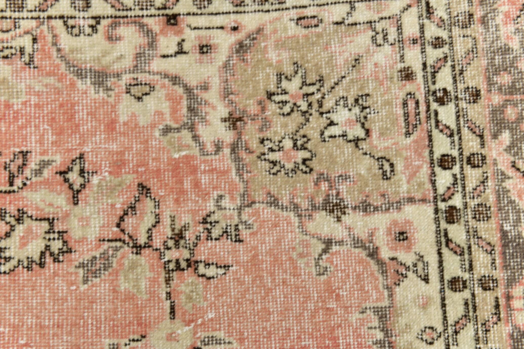 Powder Pink Hand Woven Anatolian Vintage Carpet Rug, 182x295 Cm