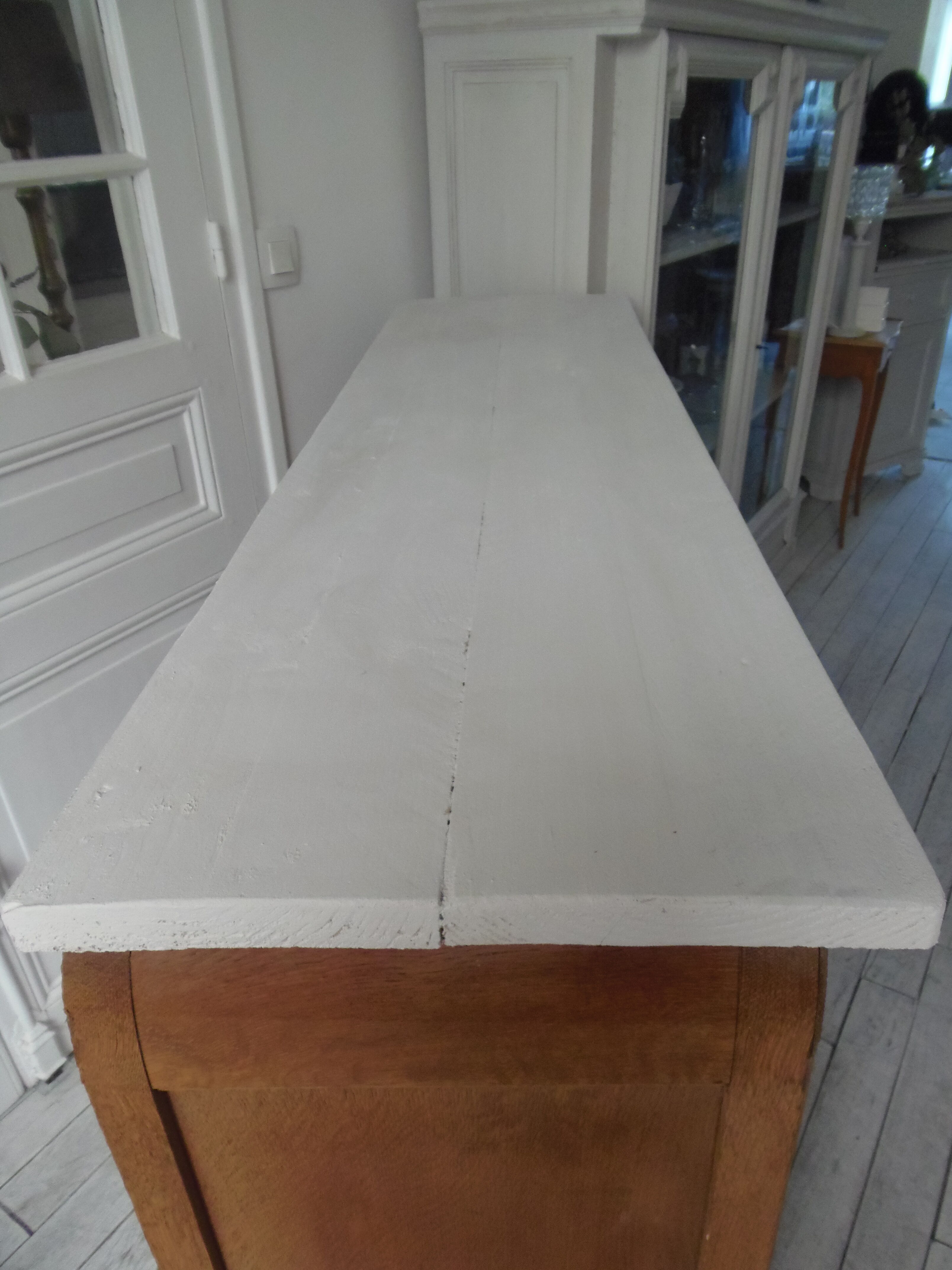 Buffet, art deco serving in oak, pearl gray patinated pine top