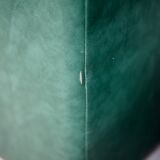 Pair of armrest heaters. Steel and green imitation leather. France, circa 1980