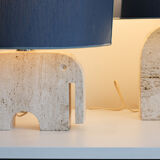 Paire de lampes de table en travertin en forme d'éléphant, signées Fratelli Mannelli, années 1970, Italie