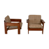 Pair of brutalist armchairs, pine, France, circa 1960