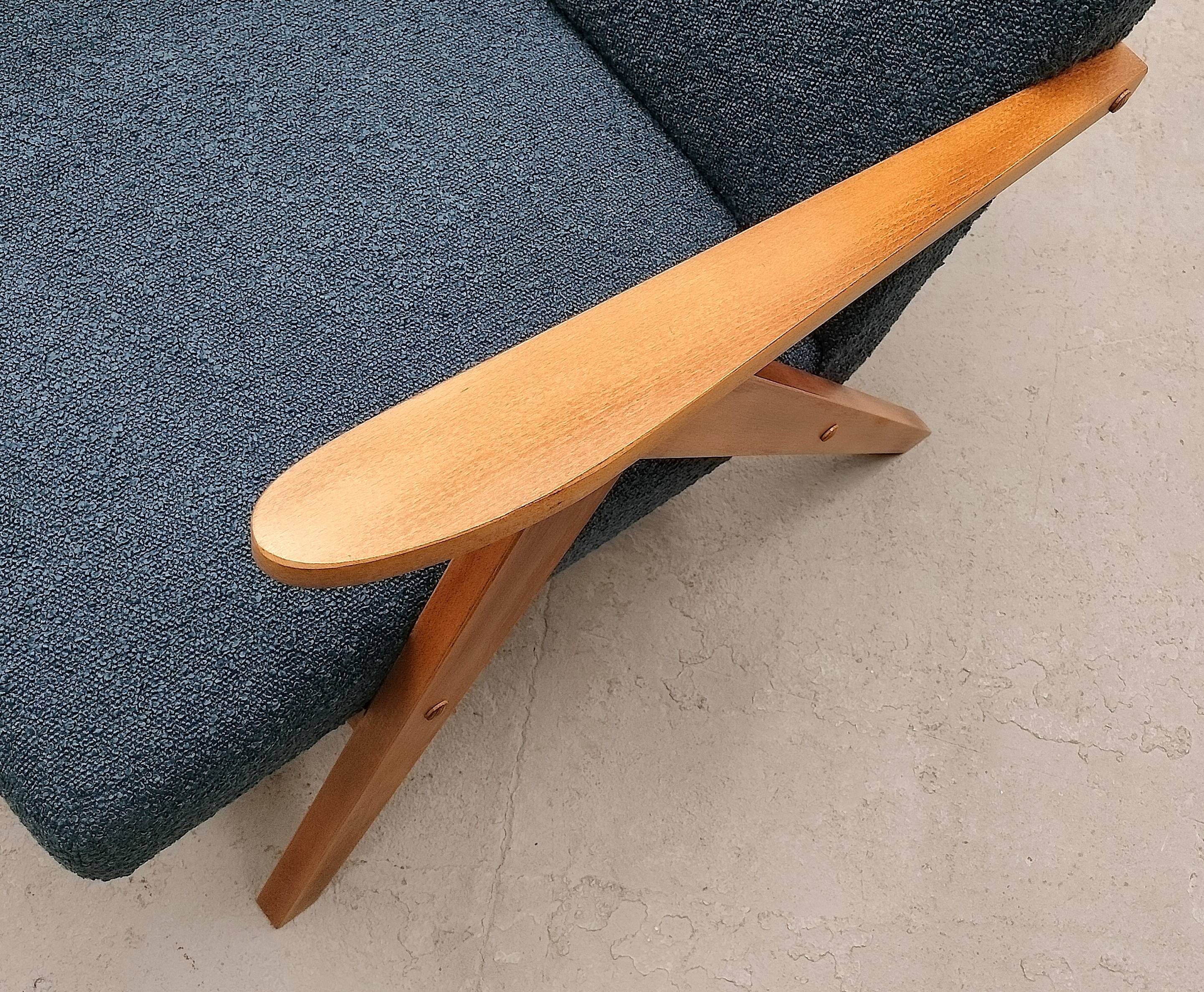 Mid Century Easy Chair Model B - 310 Var in Blue Boucle