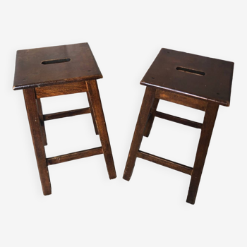 Pair of vintage 60s wooden bistro stools