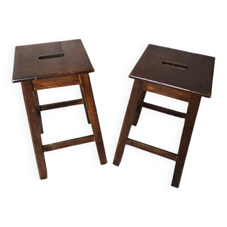 Paire de tabouret bistrot bois années 60 vintage