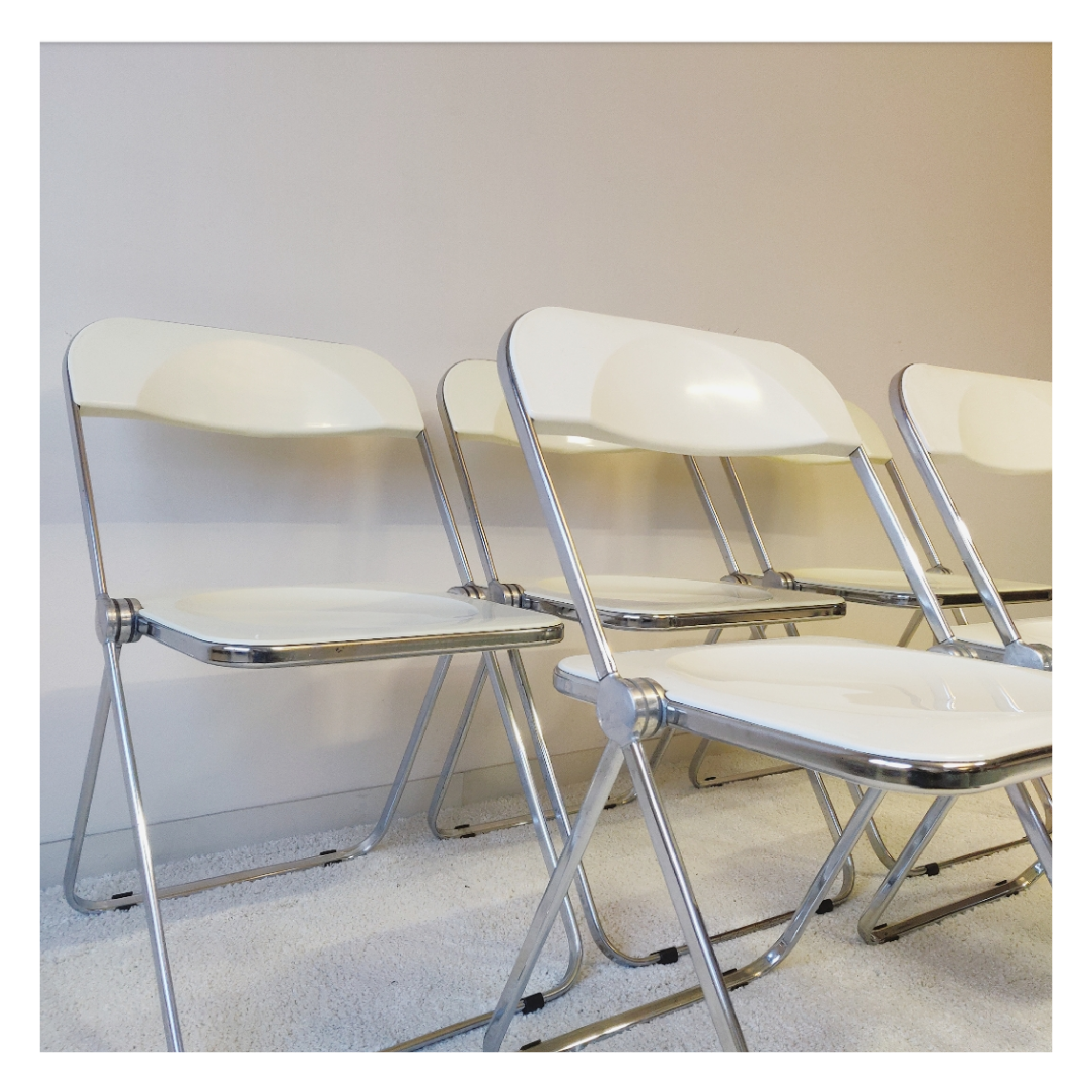 Ensemble de 5 chaises Plia par Giancarlo Piretti pour Castelli