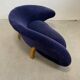 Vintage Organic Form Curved Velvet Sofa, Late 20th Century