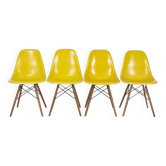 Yellow Set (4) Herman Miller Original Eames DSW Side Shell Chairs