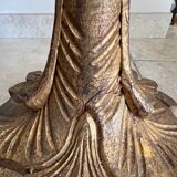Late 19th century Art Nouveau wooden and gilded stucco floor lamp with fabric lampshade