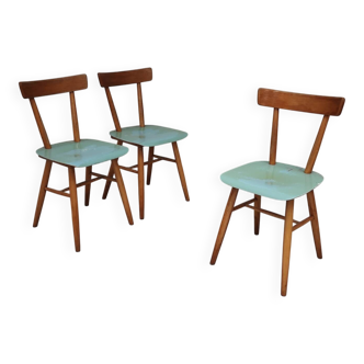 Set of 3 Czech TON Bystrice "Thonet" chairs, made of wood, 1960.