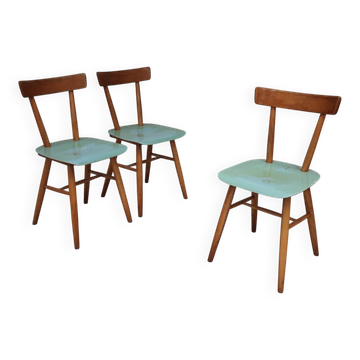 Set of 3 Czech TON Bystrice "Thonet" chairs, made of wood, 1960.