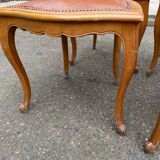 6 solid wood and leather chairs in Louis XV style