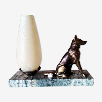 Art deco dog bedside lamp