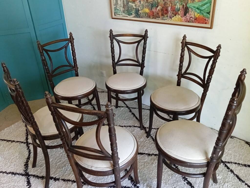 Set of 6 Fischel bistro chairs, early 1900s
