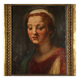 Ancient painting Female head attributed to A. Del Sarto, tempera on wood