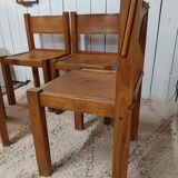 4 elm and leather chairs 1950