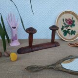 Coat rack 2 wooden hooks vintage