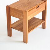 Pair of vintage bedside tables. Elm wood. France, 1970s