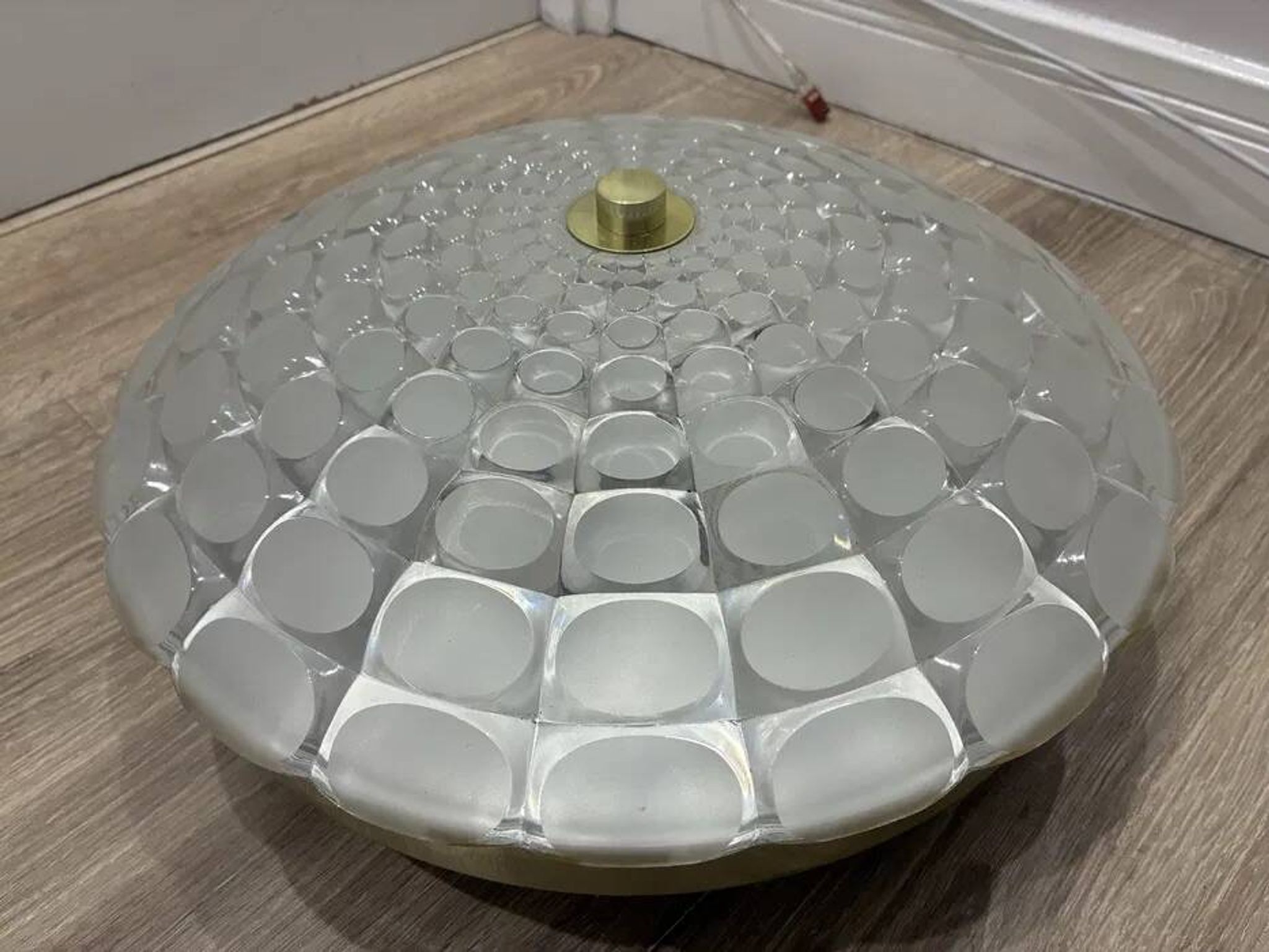 Vintage Peill & Putzler Optical Glass Flush Ceiling Lamp 1960s-70s