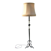 Lampadaire vintage cristal de Sèvres et fer forgé années 50