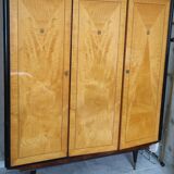 3-door wardrobe from the 60s - Art Deco / mid-century modern - tapered legs with metal feet.