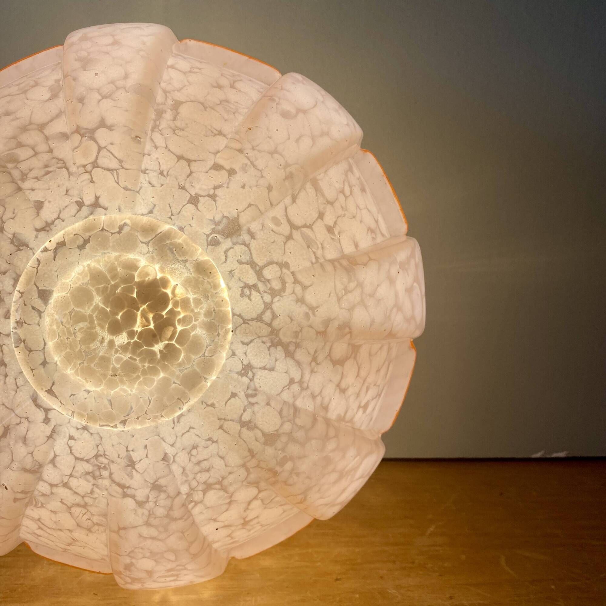 Vintage art deco globe wall or ceiling light in pink Clichy glass