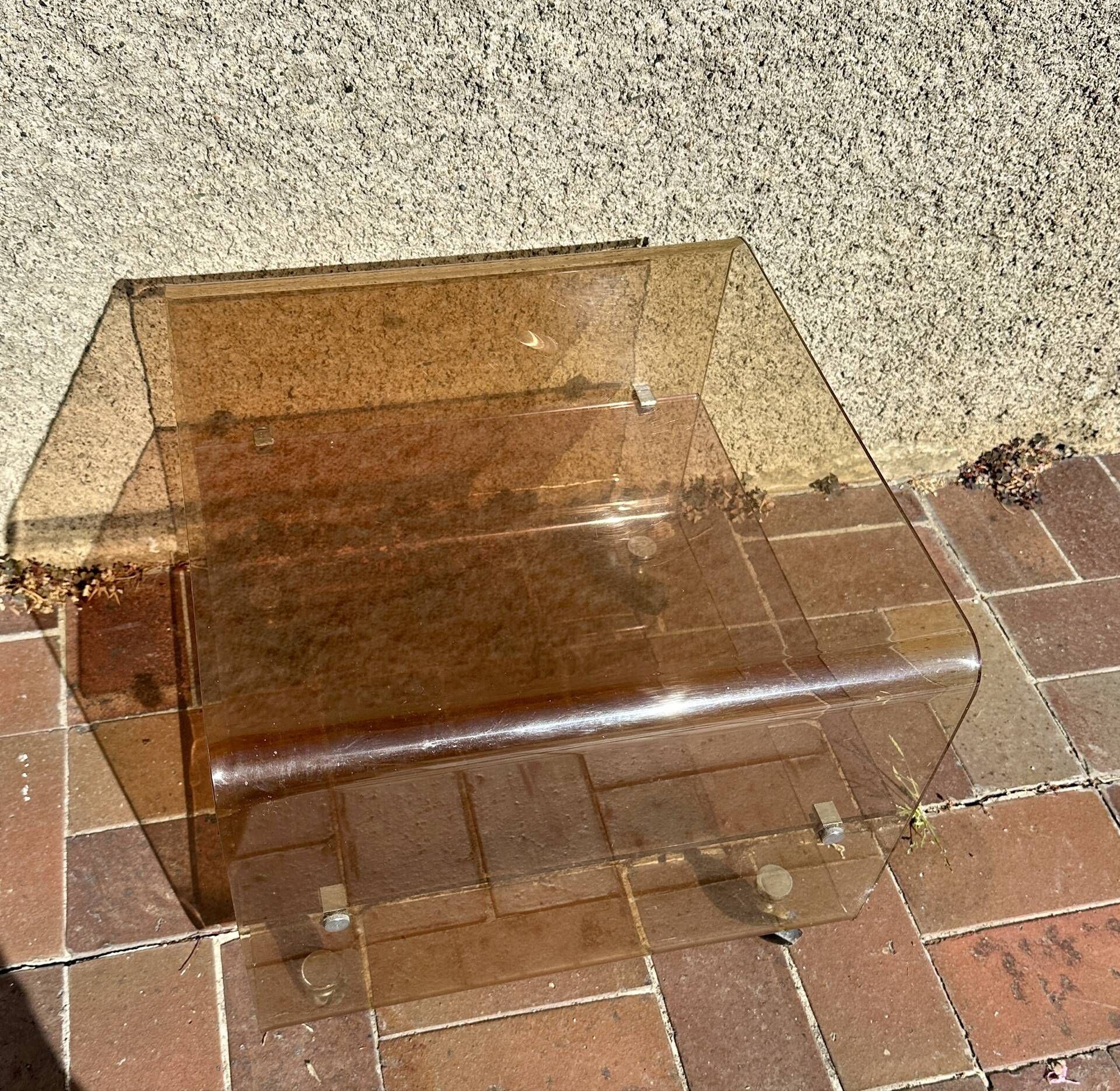 Side table, vintage serving trolley in plexiglass by Michel Dumas for