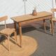 Antique vintage bistro table in solid raw wood for 6 people