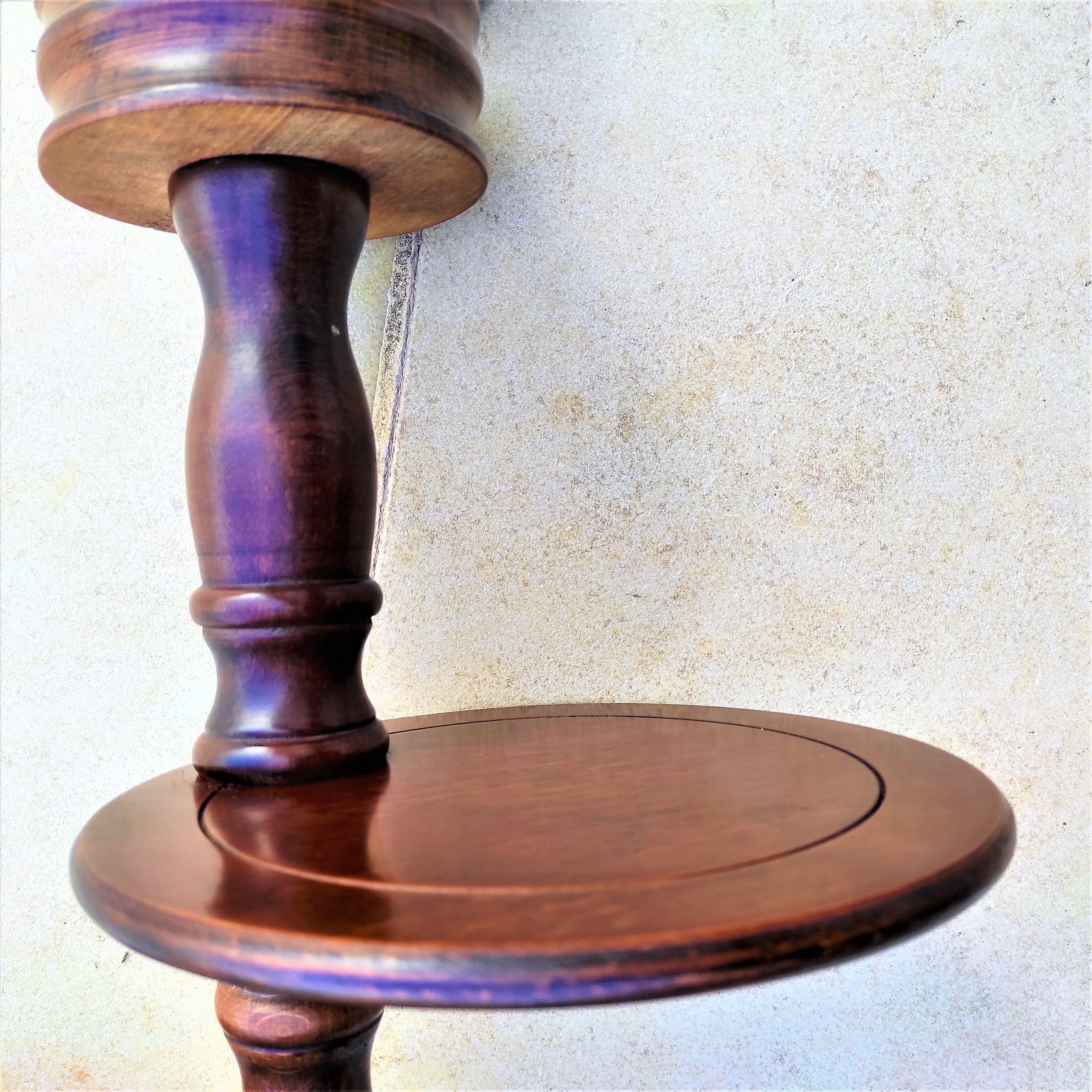 Ashtray on rustic wood stand circa 1970