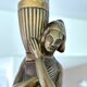 Large Art Deco sculptural chandelier in bronze and glass, 1930s