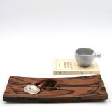 Signed rectangular pocket tray in royal ebony wood, 1970s
