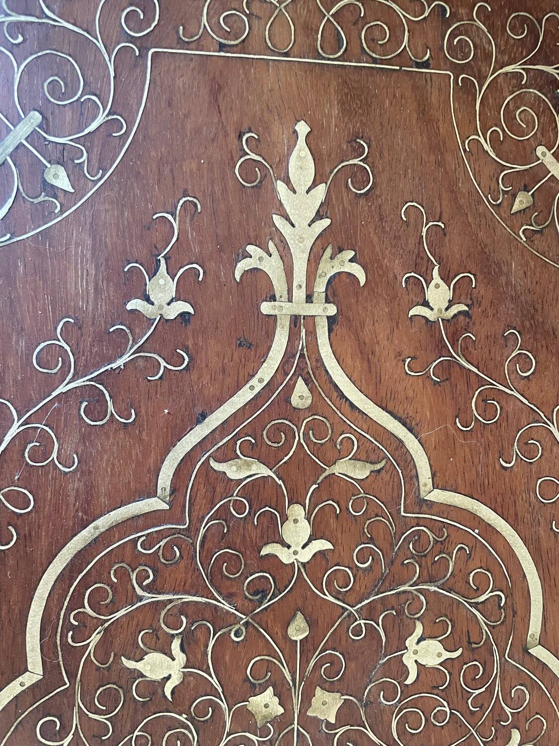 19th century wooden and brass tray