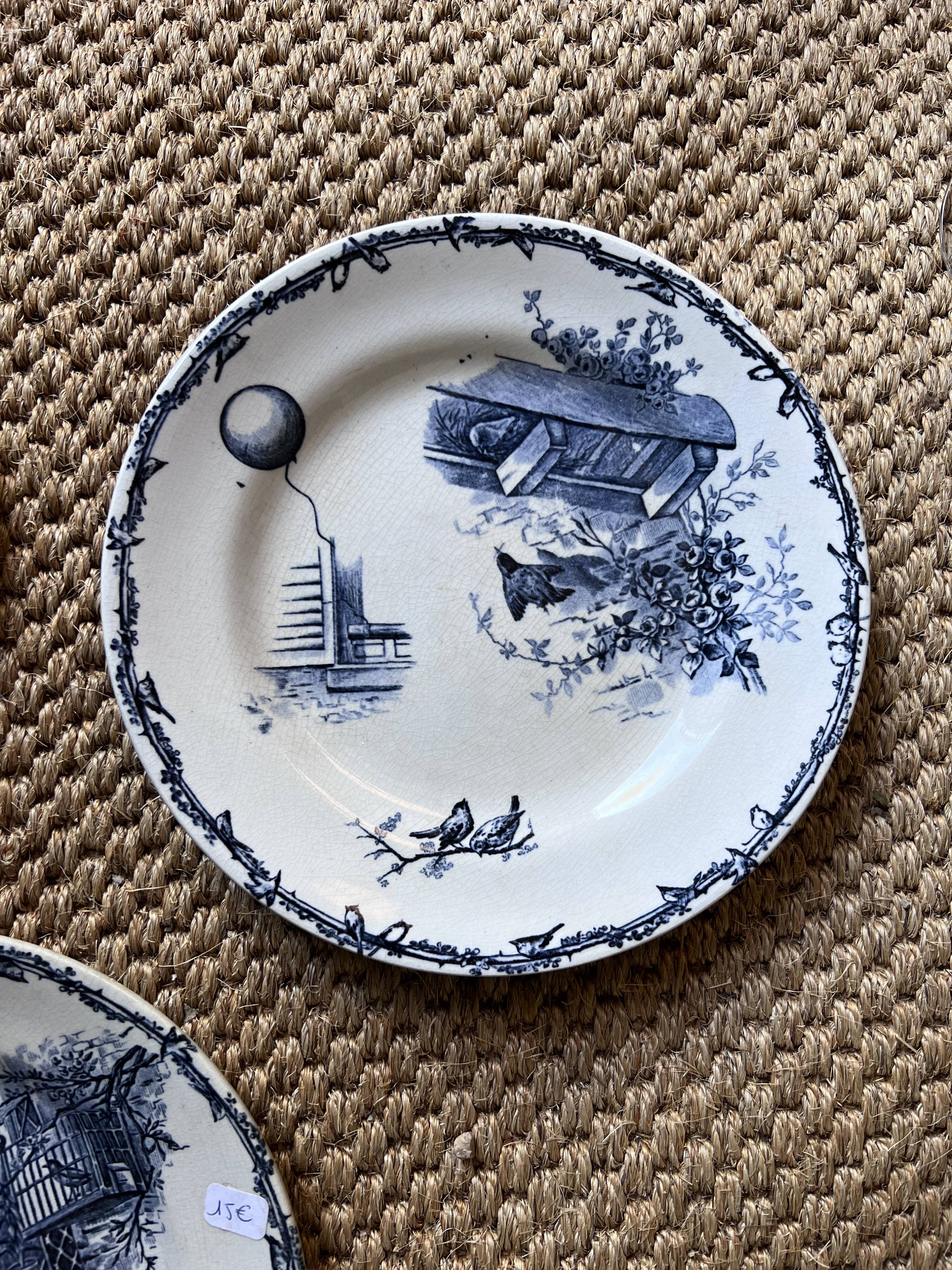 Plates Choisy Le Roi 19th in iron earth, country décor