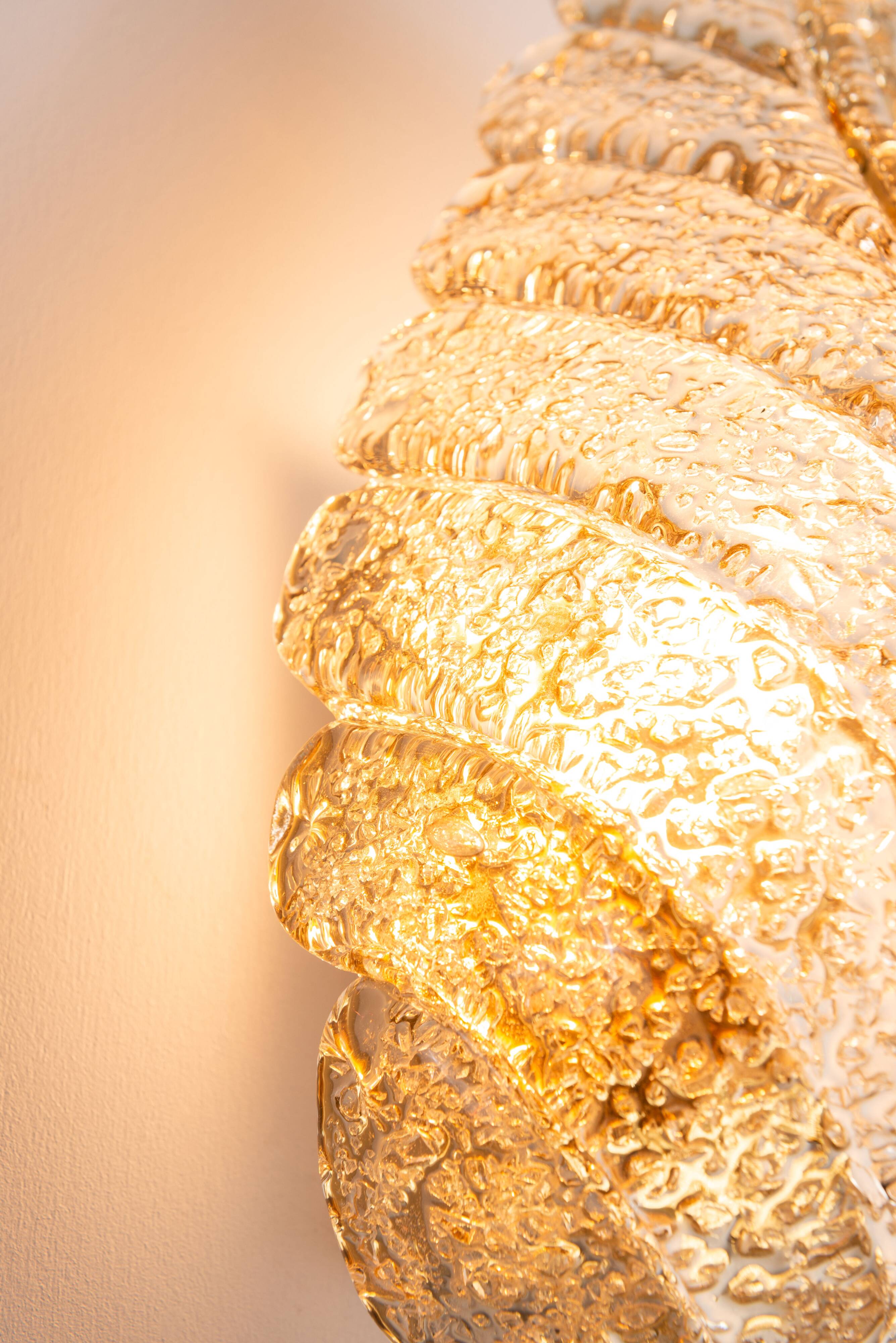 Frosted glass leaf wall lamp by Hillebrand, Germany, 1970s