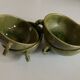 4 green glazed earthenware bowls with handles from Biot, 1960