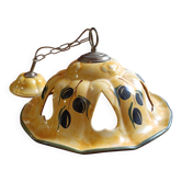 Lustre en ceramique provencale - decor olives & coeurs - vintage