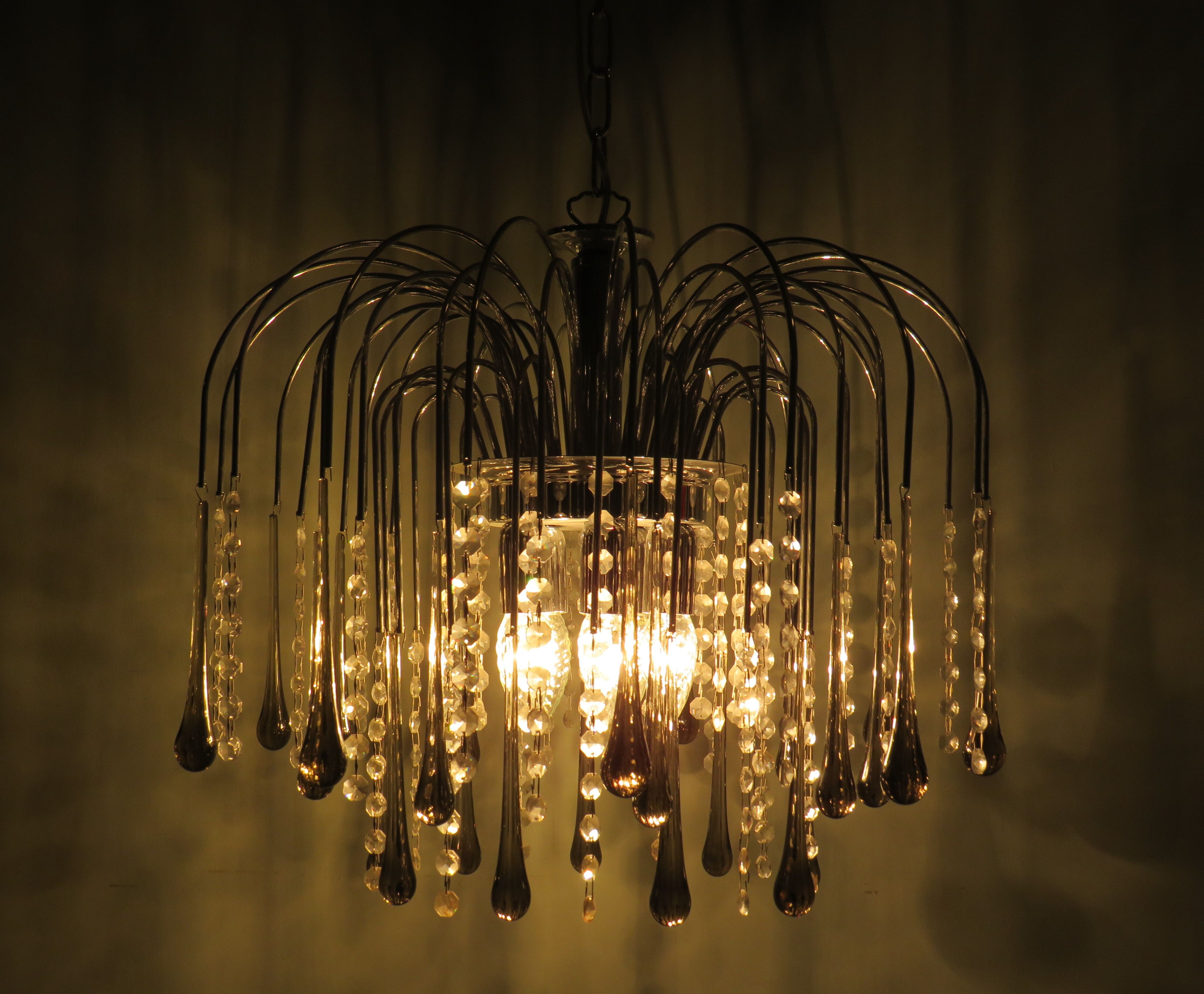 Italian Murano glass waterfall chandelier 1960