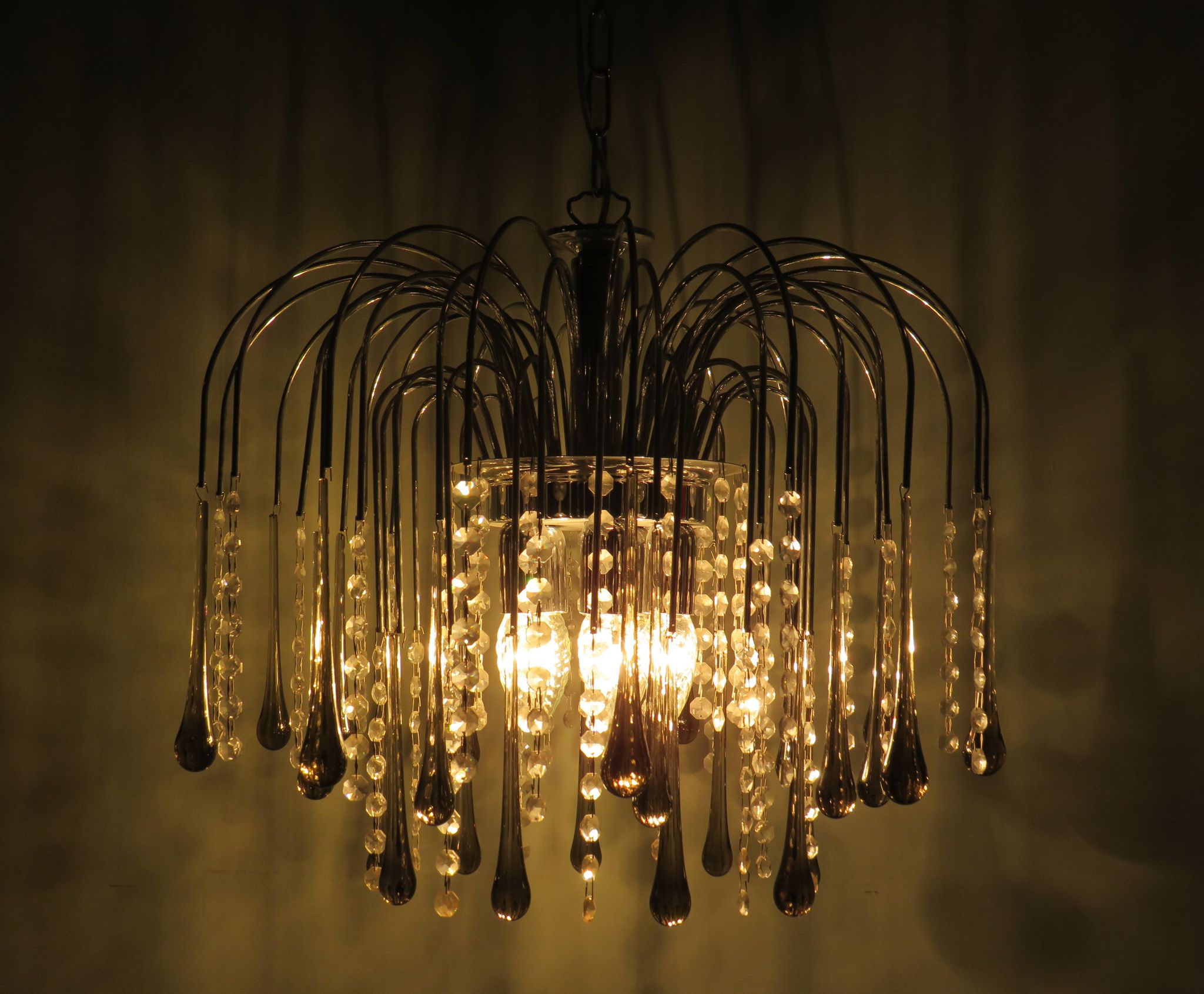 Lustre cascade en verre de Murano italien 1960