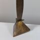 Pair of hand-hammered brass candlesticks in Memphis style.