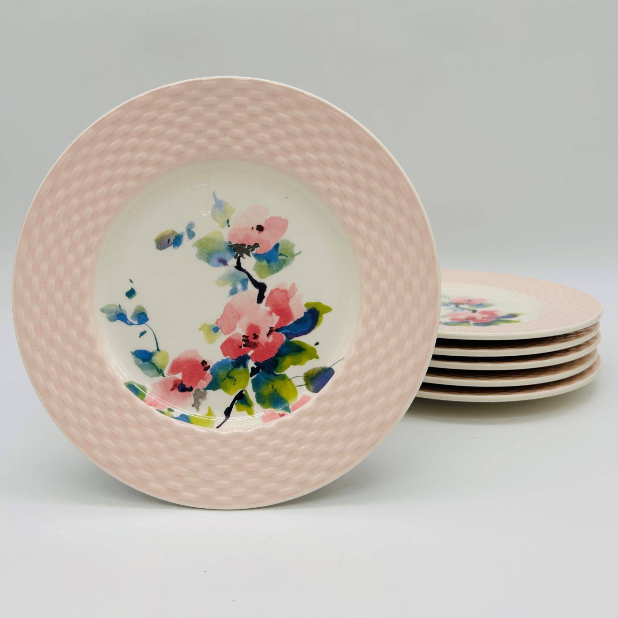 6 vintage dessert plates in porcelain, Pagnossin - Treviso Italy.