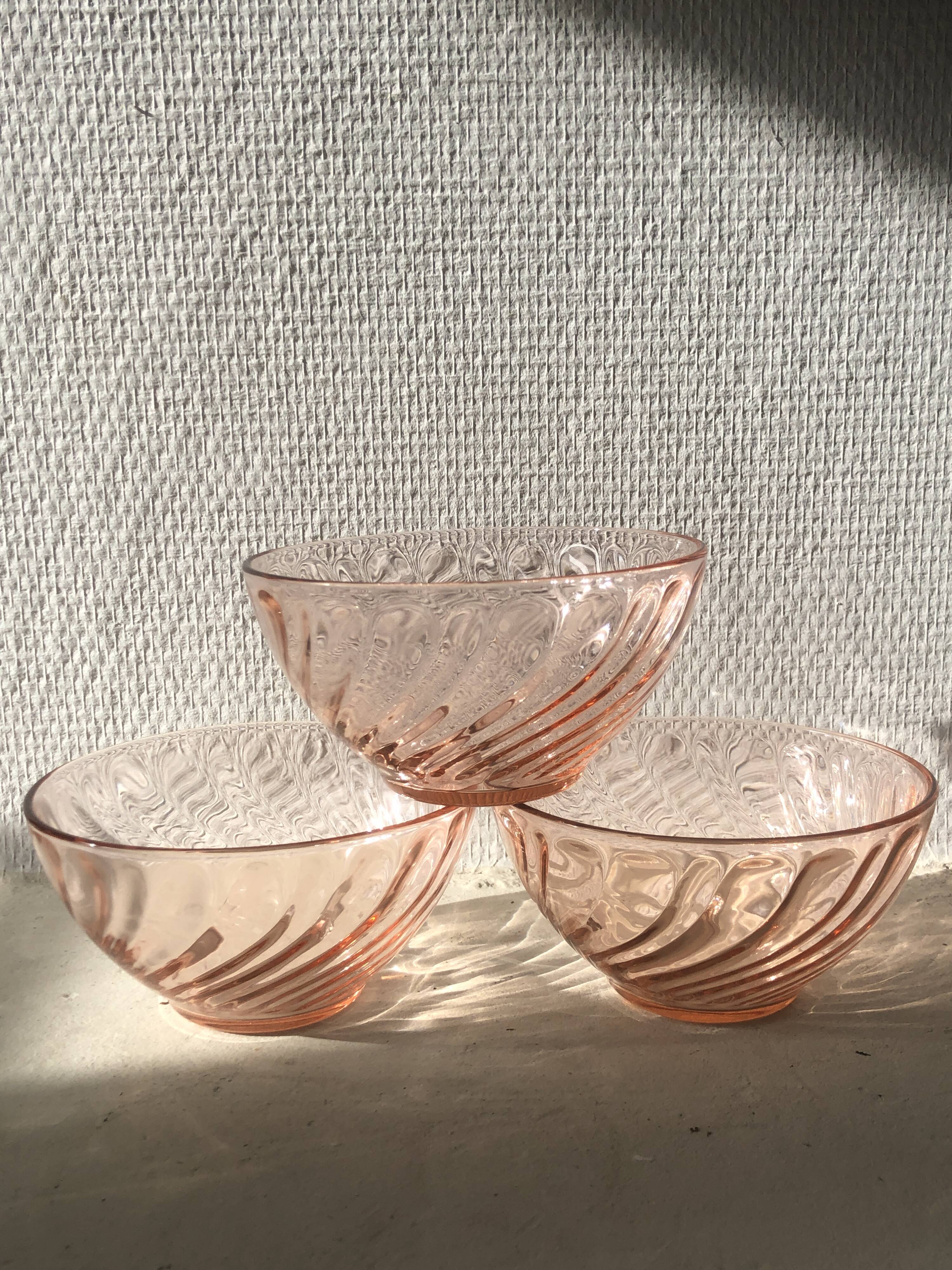 3 Arcoroc bowls Rosaline collection