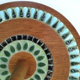 Plateau à fromages bois décor émaillé vintage