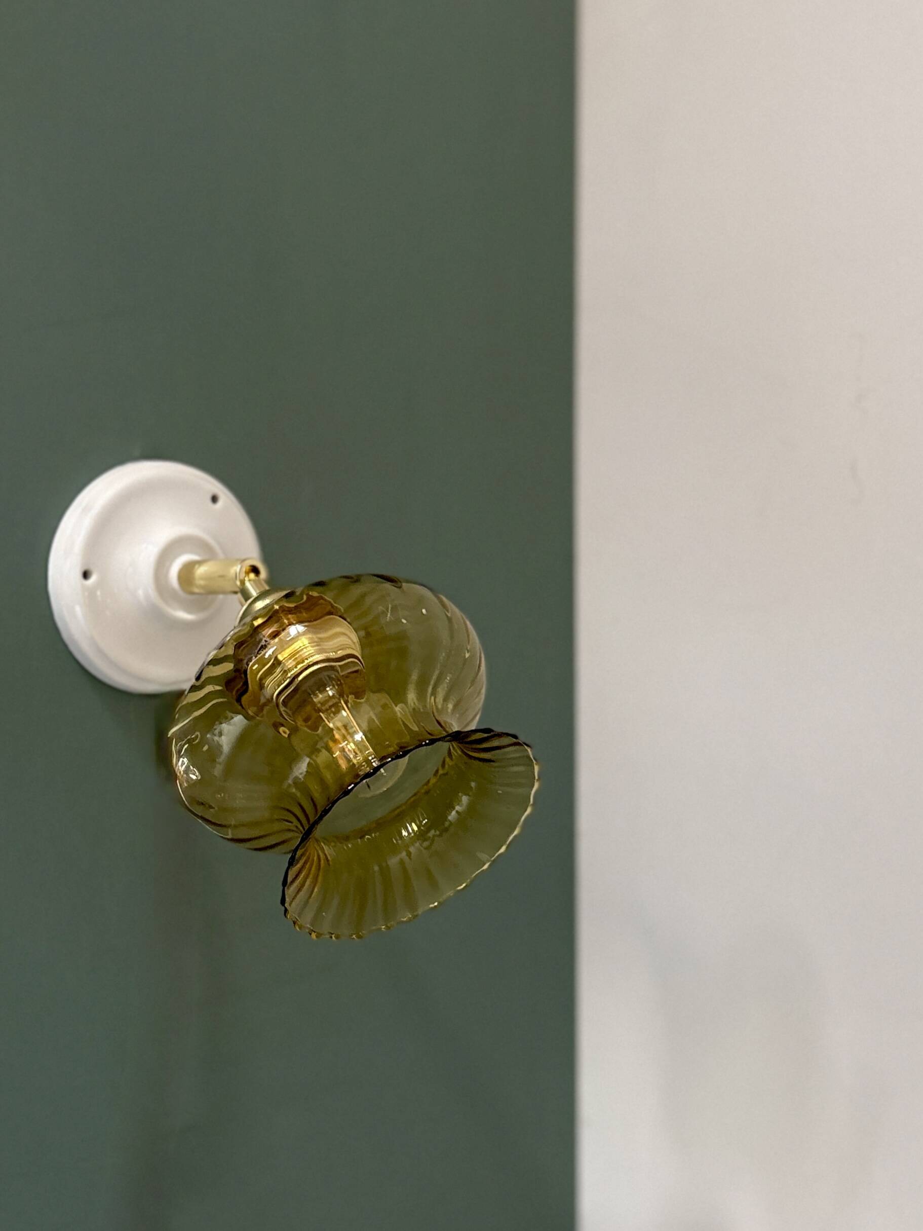 Vintage amber glass tulip wall light