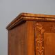 Antique walnut bedside table with maple inlays, converted into a bar cabinet, 19th century.