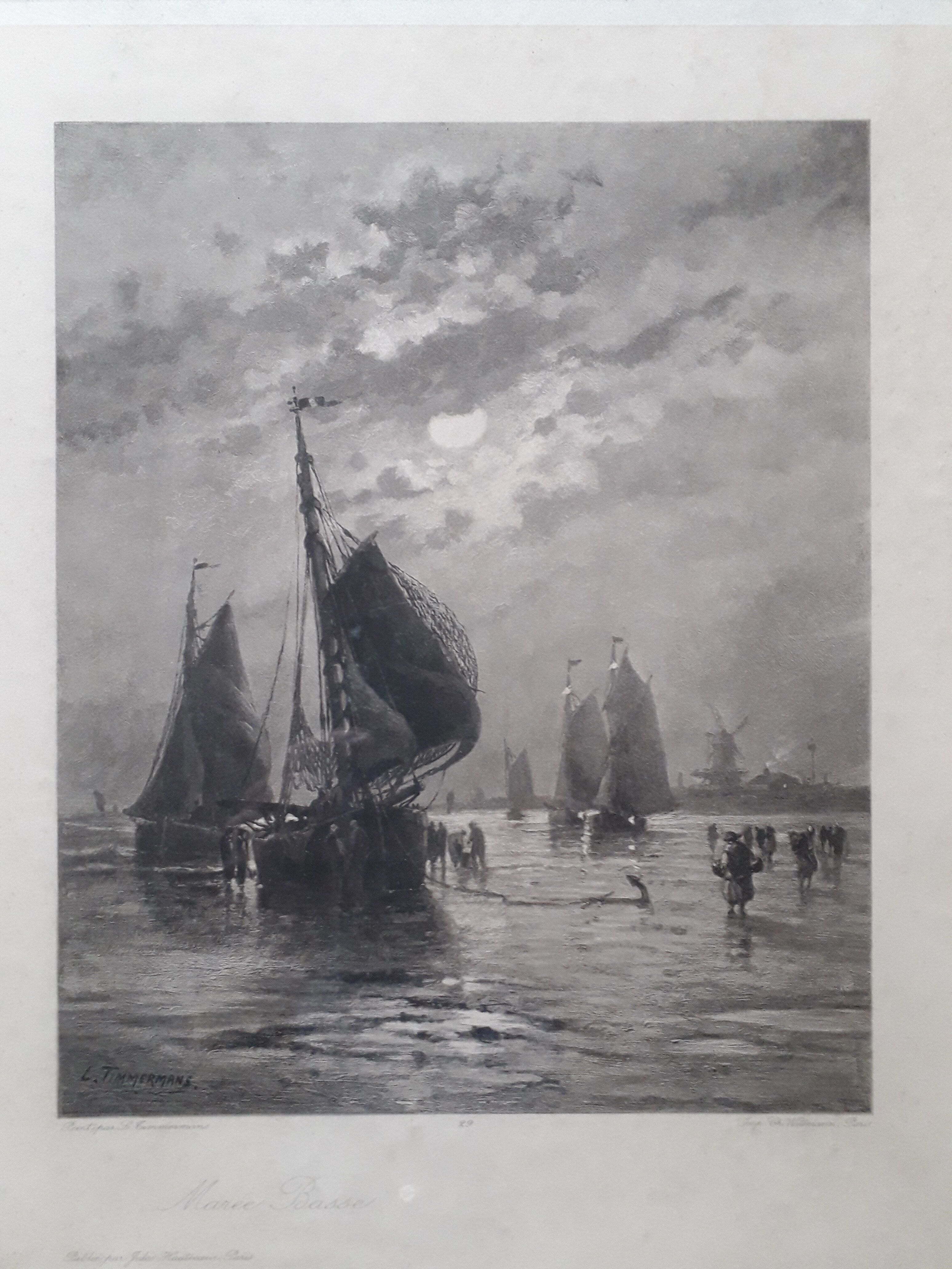 Gravure ancienne marine de Louis Timmermans