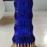 Walther Glas Design Vase, Graphic shape with golden flamed tips. Blown art glass, cobalt blue. Height 25 cm